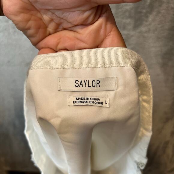 SAYLOR Pyper White Fringe Sequins Set Size Large Bridal Bachelorette New - Picture 11 of 12